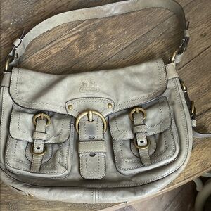 Vintage Coach Sage Green Leather Shoulder Bag
